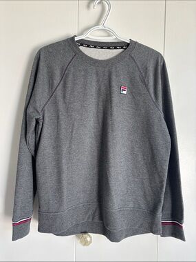 Fila Men's Dark Gray Crewneck Sweatshirt with Red & Blue Logo